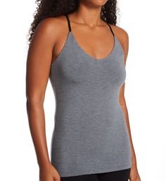 It's time to hit the town in this cute V-neck camisole. Perfect for layering under your favorite top! Made of modal and spandex. Camisole has V-neckline. Modal-blend knit adds an extra element of comfort and softness. Stretch knit moves with you. Cuddl Duds logo floats above lower left hem. Self-lined hem. Narrow, exposed elastic straps fully adjust with matte, coated metal hardware. Great for layering, especially in cold weather. Tagless. Pullover styling. Fitted. Cuddl Duds Women's Softwear wi Cuddl Duds, Lace Camisole, Metal Hardware, Heather Gray, Pullover Styling, Basic Tank Top, Cold Weather, Heather Grey, Layering