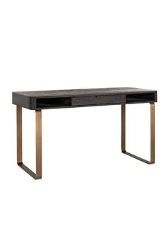 Black Modern Rustic Desk | OROA Blackbone | Oroa.com Rustic Desk, Brass Desk, Side Table With Storage, European Furniture, Contemporary Aesthetic, Bookcase Storage, Oak Veneer, Lamp Decor, Clean Design