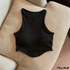 Olivia Mark - Sleeveless Camisole Top with Built-in Chest Pad, Solid Color Inner Basic Shirt Brown Cami, Basic Shirts, Chest Pad, Olivia Mark, Types Of Collars, Black Shirt, Camisole Top, Built In, Solid Color