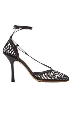 Bottega VenetaFishnet Mesh Leather Sandal - Runway Catalog Bottega Veneta Stretch Sandals, Sandal Online, Wedding Dress Shoes, Shoes Flats Sandals, Sandals For Women, Black Stretch, Womens High Heels, Leather Cover, Lambskin Leather