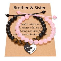 PRICES MAY VARY. 【Brother and Sister Bracelet】--The affection between brother and sister is unbreakable and unique. Give these bracelets to your siblings to celebrate the unbreakable bond and tell her/him: "wherever life takes us, we will always have a piece of each other's heart! I will love you always and forever". 【Brother and Sister Gifts】-- A perfect gift for brother&sister on Birthday, Christmas, Graduation, Anniversary, Thanksgiving Day, Valentine's Day or any occasion. 【Materials】--This Brother Sister Bracelet, Diy Gifts For Brother From Sister, Brother Christmas Gift Ideas, Evil Eye Bracelet Diy, Christmas Gifts For Brother, Elastic Heart, Half Heart, I Will Love You, Brother Christmas