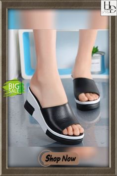 Summer Women Wedge Slippers Platform Flip Flops Soft Comfortable New Casual Shoes Outdoor Beach Sandals Ladies Slides Casual Synthetic Slide Slip-ons, White Flat Bottom Slip-ons For Summer, Comfortable Cushioned Slip-ons For The Beach, Comfortable Synthetic Platform Slip-ons, Black Cushioned Slip-ons For Summer, Black Synthetic Slip-ons For Summer, Comfortable Summer Slides With Wedge Heel, Comfortable Black Slip-on Wedge Sandals, Comfortable Slip-on Sandals For Leisure