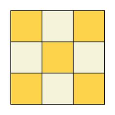 a yellow and white square with squares in it