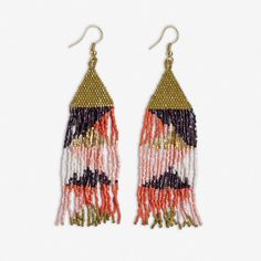 Brittany Mixed Triangles Beaded Fringe Earrings Jaipur Colorful Beaded Earrings For Celebration, Multicolor Faceted Beaded Earrings For Gift, Bohemian Beaded Danglers For Party, Bohemian Multicolor Tassel Earrings For Festive Occasions, Festive Multicolor Tassel Earrings, Festive Adjustable Beaded Earrings With Colorful Beads, Multicolor Chandelier Earrings With Latkans As A Gift, Festive Colorful Bead Drop Earrings, Multicolor Chandelier Earrings With Latkans For Gift