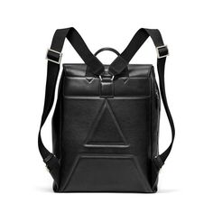 Reporter Black Leather Backpack | Aspinal of London Leather Flap Backpack For On-the-go, Luxury Everyday Backpack With Dust Bag, Luxury Leather Satchel Backpack For Work, Modern Satchel Backpack With Dust Bag, Modern Flap Backpack For Everyday Use, Modern Leather Satchel Backpack For Work, Modern Rectangular Leather Backpack For Work, Designer Rectangular Backpack, Versatile Rectangular Leather Backpack