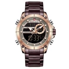 coffee / China NAV-NF9163CE Mens Luxury Brand Military Sports Watch cueboss.com Brown Watches, Military Watches, Waterproof Watch, Mens Luxury, Sports Watch, Men's Watches, Luxury Watches For Men, Stainless Steel Band, Sport Watches