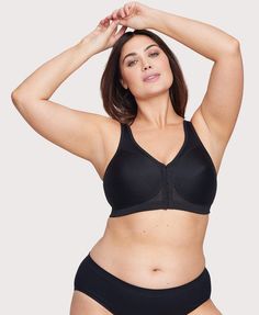 Say Goodbye to Back and Shoulder Pain And hello to wire-free support, front-to-back. Not only does our front-close, posture-back bra make things a little easier, but it makes things a little smoother, too. MagicLift® design lifts, shapes, and supports without a wire. Crisscrossed design pulls your shoulders back to improve your posture. Hook-and-eye front closure with 2 columns & 5 rows increases with size. Wide, cushioned straps adjust to your fit. Featured on our Best Front-Closure Bras guide. Man's Bedroom, Wide Strap Bra, Measure Bra Size, Posture Bra, Bra Size Calculator, Front Closure Bra, Improve Your Posture, Stretch Back, Lingerie Plus