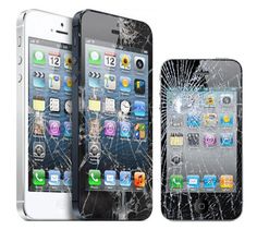 an iphone that has been smashed and is showing the screen with cracked glass on it