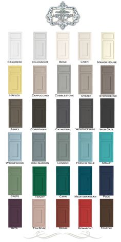 the color chart for different doors