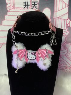 This price is for a choker only, others are not included. White Kawaii Necklace For Parties, Cute Pink Choker For Party, Pink Punk Style Necklace For Party, Adjustable Pink Jewelry For Cosplay, Pink Punk Jewelry For Party, Pink Harajuku Style Jewelry For Parties, Pink Punk Necklace For Party, Cute Handmade Pink Choker, Cute Pink Handmade Choker