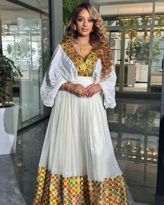 Stunning Habesha Kemis Luxury Women's Festive Habesha Kemis, African Dress Traditional, Yellow Habesha Kemis, Ethiopian Embroidery, Ethiopian Dresses, Ethiopian Art, Ethiopian Traditional Dress, Habesha Dress, Ethiopian Dress