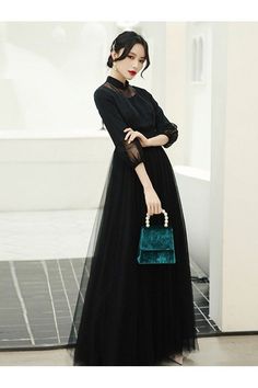 Shop Asian Retro Long Black Evening Dress With Collar Bubble Sleeves online. SheProm offers formal, party, casual & more style dresses to fit your special occasions. Winter Cocktail Evening Dress, Elegant Maxi Dress For Winter Night Out, Elegant Floor-length Maxi Dress For Winter, Elegant Maxi Dress For Night Out In Winter, Elegant Floor-length Winter Maxi Dress, Evening Long Dress For Winter, Long Evening Dress For Winter, Long Evening Dress For Winter Season, Winter Evening Maxi Dress