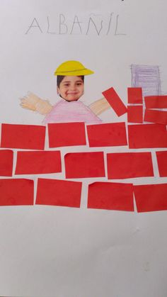 a child's drawing made out of red bricks