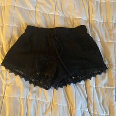 Black Lace Shorts Black Shorts For Spring Vacation, Black Vacation Shorts For Spring, Black Shorts For Vacation In Spring, Spring Vacation Black Shorts, Black Summer Shorts For Night Out, Modern Witch Fashion, Gothic Summer, Gothic Shorts, Grunge Shorts