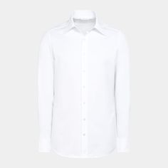 This crisp white button-up is tailored to a tailored fit and features a large point collar and single cuff-a classic style that's perfect for any formal look. White Long Sleeve Dress Shirt With Concealed Placket, Elegant Dress Shirt For Office With Placket, Elegant Single Breasted Business Shirt, Elegant Office Wear Dress Shirt With Placket, Elegant Dress Shirt For Office Wear, Elegant Single-breasted Business Shirt, Elegant Single-breasted Shirt For Business, Classic Shirt With Lapel Collar For Work, Classic Workwear Shirt With Lapel Collar