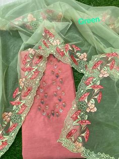 Item Overview ATHARVA HandEmbroidered Salwar Kameez w/Embroidered Sequence in Pink w/Heavy Embroidered Dupatta/Bridal Trousseau/ Custom Stitching/CH1233 Fabric: * Shirt Chanderi Silk Pink 2.5 Mts, * Dupatta: Organza 2.5 Mts - Beautiful Embroidered Jaal * Bottom Santoon 2.5 Mts. Excusive Hand Embroidered Party Wear Punjabi Suit. Customization: * Fabrics: Designs Can be made in different Fabrics. * Stitching Available Care: Dry Clean/ Avoid direct Ironing on Embroidery Part. Reference pictures. Ca Embroidered Tissue Silk Anarkali Set, Designer Wear Unstitched Suit With Embroidered Border, Pista Green Straight Kurta Anarkali Set With Embroidered Border, Pista Green Anarkali Set With Embroidered Border, Pink Raw Silk Dress With Floral Embroidery, Wedding Art Silk Kurta With Floral Embroidery, Semi-stitched Tissue Silk Kurta With Embroidered Border, Anarkali Tissue Silk Kurta With Embroidered Border, Pista Green Chanderi Kurta With Floral Embroidery