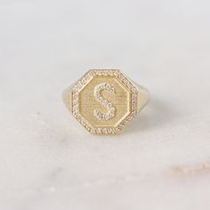 Wow picks! Personalized Diamond Initial Signet Ring | 14K Solid Gold | Octagon Signet Ring | New Mom & Birthday Gif at $915.00 Choose your wows. 🐕 #WomenDiamondRing #AnniversaryGift #WomenJewelry #SignetGoldRing #UniqueDiamondRing #AnniversaryRing #KnotDiamondRing #WeddingJewelry #WideDiamondRing #SignetDiamondRing Wide Diamond Rings, Unique Diamond Rings, Birthday Gif, Mom Birthday, New Mom, Signet Ring, Anniversary Rings, Rings Statement, New Moms