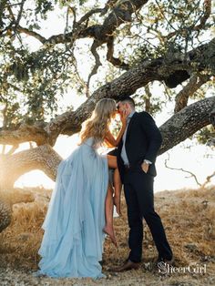 Thigh Split Sky Blue Rustic Wedding Dresses Beach Wedding Gown with Court Train ARD1325-SheerGirl Blue Rustic Wedding, Split Wedding Dress, Wedding Dresses Beach, Sky Blue Weddings, Rustic Beach Wedding, Summer Wedding Dress Beach, Beach Wedding Gown, Wedding Dresses Uk, Summer Beach Wedding