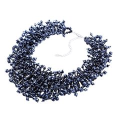 Handmade Beads Bib Fashion Choker Necklace Black Plum, Crystal Statement Necklace, Choker Style Necklace, Black Only, Luxury Necklace, Choker Style, Beads Handmade, Necklace Blue, Black Necklace