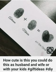 a card with two fingerprints on it that says, how cute is this you could