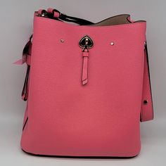 Brand: Kate Spade Style: Large Marti Bucket Bag / Wkru6827 Condition: New With Tag Exterior Color: Bright Blush Interior Features: Center Zipper Compartment Closure: Magnetic Snap; Turn Lock Hardware Color: Gold Straps: One Crossbody/Shoulder Strap (Can Be Extended) Approx. Measurements: 8" L Across Top (Or 9.75" Across Bottom) X 10.75" H X 6" W No Lowball Offers Or Trades Please. Thank You For Looking! Pink Hobo Shoulder Bag For Errands, Pink Satchel Hobo Bag For Errands, Pink Hobo Bag With Detachable Strap For Everyday Use, Pink Tote Hobo Bag For Errands, Pink Shoulder Bag With Detachable Strap For Errands, Pink Hobo Bag With Adjustable Strap For Shopping, Pink Rectangular Bucket Bag For Errands, Pink Top Handle Hobo Bag For Travel, Pink Hobo Bag With Detachable Strap For Errands