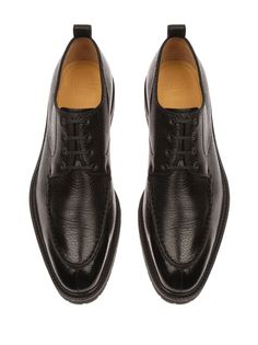 black leather almond toe front lace-up fastening branded insole leather sole Classic Leather Lace-up Shoes With Leather Sole, Calf Leather Lace-up Shoes For Derby With Stitched Sole, Calf Leather Oxfords With Leather Sole, Calf Leather Lace-up Dress Shoes, Calf Leather Lace-up Office Dress Shoes, Calf Leather Lace-up Dress Shoes For Office, Formal Lace-up Leather Shoes With Rubber Sole, Lace-up Calf Leather Dress Shoes For Office, Calf Leather Lace-up Oxfords With Rubber Sole