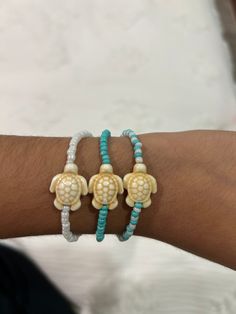 coconut girl turtle bracelet set! Trendy Stretch Bracelet For Vacation, Handmade Adjustable Turtle Bracelet, Adjustable Turtle Bracelet For Beach, Bracelet Aesthetic, Girl Bracelet, Turtle Bracelet, Turtle Charm, Coconut Girl, Bracelet Ideas