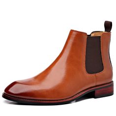 Bota Chelsea Masculino Sola Vermelha Retro Chelsea, Men Leather Boots, Men's British Style, Chelsea Boots Mens, Winter Model, Boots Patterns, Ankle Shoes