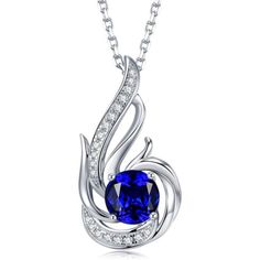 *[Birthstone Necklace] An Exquisite Sterling Silver Phoenix Pendant Encasing A Beautiful Sparking Cubic Zirconia (Created Blue Sapphire). The Delicate Design Has Been Crafted To Ensure Maximum Sparkle. *[Sapphire Necklace] September's Birthstone Sapphire Has Long Been Associated With Spirituality, Wisdom And The Divine, With Many Religions Using The Stone During Worship For Guidance. The September Birthstone Necklace Has Traditionally Symbolized Sincerity, Truth, Faithfulness And Nobility. Sapphire Is Also The Traditional Gift For Those Celebrating Their 5th Or 45th Anniversary Of Marriage. *[Detail] Pendant: 0.5 Inch(L)/1 Inch(H) | Created Sapphire Gemstone: 7.5mm | Adjustable Chain:16+2 In September Birthstone Necklace, Phoenix Jewelry, Phoenix Necklace, Phoenix Pendant, 45th Anniversary, Peridot Necklace, Delicate Design, September Birthstone, Sapphire Necklace