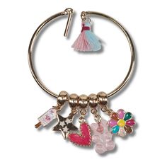 Attention parents, aunties, uncles, and grandparents! Looking for the perfect gift to delight a special girl in your life? Check out the Willow & Ruby Kids Charm Bracelet Set for Girls! This whimsical set features vibrant colors and playful charms: a heart, star, ice cream, flower, and teddy bear, perfect for any occasion. Made with high-quality materials, it's durable for any adventure, ensuring a comfortable fit all day long. Give your child a cherished gift she'll adore. Sparkle and shine wi Cute Jewelry With Dangling Charms For Birthday, Cute Birthday Jewelry With Dangling Charms, Cute Nickel-free Charm Bracelet For Friendship, Playful Charms Jewelry For Birthday, Fun Nickel-free Jewelry For Friendship, Trendy Adjustable Charms With Removable Features, Playful Pink Jewelry With Removable Charms, Fun Charm Bracelets For Birthday, Fun Charms Bracelets For Birthday