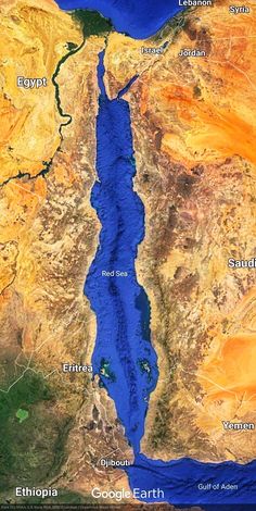 the middle east is shown in this satellite image from nasa orbit, showing the location of egypt's dead sea