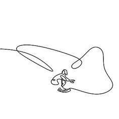 a single line drawing of a person on a surfboard