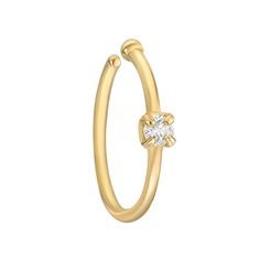 Add a dazzling touch to your look with this eye-catching 14k gold diamond accent nose ring. Add a dazzling touch to your look with this eye-catching 14k gold diamond accent nose ring. 22 gauge Metal: 14k gold Packaging: boxed Finish: polished Length: 9 mmDIAMOND DETAILS Total weight: less than 1/10 ct. Shape: round Setting: prong Size: One Size. Color: White. Gender: female. Age Group: adult. Minimalist Diamond Huggie Rings, 14k Gold Hoop Rings With Diamond Accents, Elegant Hoop Septum Ring With Prong Setting, Diamond Huggie Rings Fine Jewelry, Elegant Hoop Septum Ring For Anniversary, White Gold Diamond Huggie Rings, Elegant Diamond Septum Ring With Accents, Elegant Halo Hoop Septum Ring, Elegant Cubic Zirconia Septum Ring With Diamond Accents