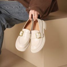 These loafers are designed in a timeless, minimal silhouette, so you'll be sure to wear them often. Made from soft leather, soft bottom that ensure all-day comfort. Wear yours with tailoring and denim alike. Color: Brown/Black/BeigeMaterial: CowhideLining: Genuine LeatherInsole: Genuine LeatherSole: RubberHeels: 3.5 cm/1.38"Fit: Medium to Wide, Runs Normal.Origin: Made in China Production Time: About 5-7 days (Any exceptional case will email you, Please pay attention to your email left) Shipping Time: Free Shipping To most locations, delivery time is approximately 5-15 days; We have paid FedEx Option, to most locations, delivery time is approximately 2-8 days. Great Shoes To Spice Up Any Outfit, From Casual Jeans To Fancy Dress. The More You Wear Them, The More Comfortable They Will Become Beige Leather Sole Slip-ons For Work, Classic Beige Slip-ons For Office, Classic Beige Slip-ons For Fall, Cream Slip-on Flats For Office, Beige Slip-on Business Moccasins, Cream Leather Flat Slip-ons, Classic Beige Platform Loafers With Round Toe, Beige Flat Moccasins For Fall, Beige Faux Leather Round Toe Flats