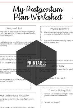 the printable worksheet for my postpartum plan