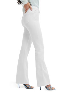 Fall for the silhouette of these high-waist jean punctuated with flared hems. 48% cotton, 45% lyocell, 5% elastomultiester, 2% elastane Machine wash, tumble dry Imported High Waist Fitted Flares With Five Pockets, Elegant High Rise Stretch Flare Jeans, Spring Stretch Flare Jeans With Flared Hem, Elegant Fitted Flare Jeans For Spring, High Waist Stretch Flares With Five Pockets, Cotton Flare Jeans With Flared Hem For Fall, Trendy Cotton Flares With Flared Hem, Elegant Cotton Flare Jeans For Spring, Modern Stretch Flare Jeans With Five Pockets