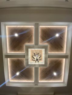 Super detailed white oak ceiling design with beams and LED tape lighting White Oak Ceiling, Kentwood Flooring, Oak Ceiling, Uttermost Lighting, Led Tape Lighting, Led Tape, Ceiling Design, Home Builders