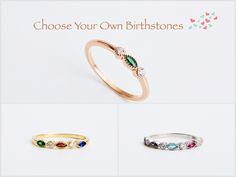 "14K solid gold birthstone ring, stackable rings for a lifetime! Personalized mothers birthstone ring available with 1, 2, 3, 4, 5, 6 birthstones. Our personalized handmade jewelry makes perfect gifts for her, for women and for mom with an elegant touch. Please check our personalized birthstone jewelry to have more options! We only craft things that we would want to wear ourself. We are really happy to share our work with you ♥ ♥ ➤ PRODUCT FEATURES; ✔ Made to Order ✔ 14K White Gold, 14K Rose Gold, 14K Yellow Gold ✔MarquiseCut Stones: 2*5mm and 2mm round clear crystals between birthstones. ✔ Ready to Ship in 3-5 Business Days ➤PERSONALIZATION ✔Please select your desired material and size from the menu.. ✔ Please write your desired birthstone to \"Add your personalization\" box during check May Birthstone Stackable Fine Jewelry Ring, Stackable May Birthstone Ring In Fine Jewelry Style, May Birthstone Stackable Ring In Fine Jewelry Style, Stackable Oval Birthstone Promise Ring, Oval Stackable Birthstone Promise Ring, 14k Gold Stackable Birthstone Rings For Anniversary, Stackable Fine Jewelry Birthstone Ring For Birthday, Stackable Birthstone Ring For Anniversary, Stackable Rings With May Birthstone For Birthday