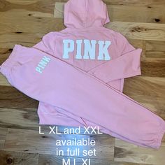 Rare Htf Sold Out At Vs Rosy Nectarine Chenille Logo Sweatshirt Full Zip Hoodie Jacket And Matching Sweatpants .. Super Cute Outfit!! Authentic Nwt Vs Pink Victoria Secret Bundle Items To Save - Many More Items To Post Pink Relaxed Fit Long Sleeve Set, Casual Pink Pant Set For Spring, Pink Cotton Tracksuit For Loungewear, Pink Cotton Loungewear Tracksuit, Pink Long Sleeve Pant Set For Spring, Casual Pink Cotton Pant Set, Cotton Long Sleeve Coming Home Outfit Set, Cotton Coming Home Outfit Set With Long Sleeves, Pink Sweatpants For Fall Loungewear