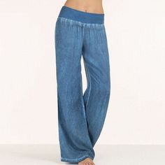 Gender: Women Material: Polyester Length: Full Length Style: Casual Fit Type: Loose Fabric Type: Broadcloth Closure Type: Elastic Waist Decoration: NONE Pattern Type: Solid Waist Type: Mid Front Style: Flat Pant Style: Wide Leg Pants Model Number: Women Trousers Hipster Fashion, Wide Leg Pants Jeans, Estilo Hipster, Casual Denim Jeans, Moda Country, Harem Pant, Estilo Hip Hop, Pantalon Large, Wide Leg Denim