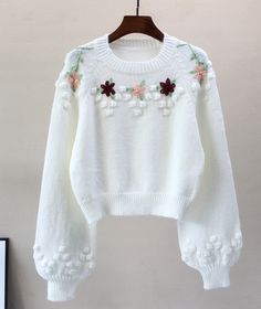 Sweet white flowers long sleeve sweaterFabric: blendedColor: whiteSize(cm): free sizelength 47 bust 106 waist 84 sleeve length 56 Cute Cream Long Sleeve Sweater, Cozy Long Sleeve Sweater With Floral Print, Fall Winter White Long Sleeve Cropped Sweater, White Floral Embroidery Sweater For Winter, White Floral Embroidery Winter Sweater, White Winter Sweater With Floral Embroidery, White Floral Embroidered Long-sleeved Sweater, Cute Long Sleeve Soft Knit Sweater, White Long Sleeve Sweater With Floral Embroidery