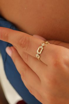 14k 18k 10k Solid Gold Diamond Chain Link Ring, Bridesmaid Gift for Her, Everyday Ring Fine Jewelry Our gold diamond rings are perfect choice for a Christmas, Mother's Day, valentine's day, birthday, wedding, anniversary, graduation, engagement, bridesmaid, and best friends gift. It's a good way to show appreciation to your mom, girlfriend, wife, grandmother, grandchildren, daughter, sister, best friend, boss or a co-worker. Also, a special treat just for yourself.   FEATURES * Solid Gold (real Elegant Tarnish-resistant Diamond Ring, 14k Gold Open Ring With Diamond Accents, Fine Jewelry Rings With Adjustable Chain For Formal Occasions, Elegant 14k Gold Tarnish Resistant Diamond Ring, Diamond Open Band Jewelry As A Gift, 14k Gold Jewelry With Diamond Accents For Promise, Elegant Diamond Open Chain Ring, Elegant Cubic Zirconia Chain Ring Gift, Formal 14k Gold Chain Ring With Adjustable Chain