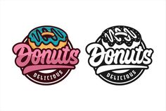 two logos for donuts, one with doughnuts on it