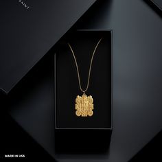 Step back in time with our solid Gold Aztec pendants & Necklaces, masterfully created in the USA. Celebrate the rich history and intricate artistry of the Aztec civilization with pieces that capture their iconic symbols and motifs. PENDANT INFORMATIONThis pendant is made of real, solid gold.• Made in USA• Material: 14k or 18k solid gold• Finish: polished• Height: 1.12" (28,5 mm) x Width: 0.88" (22 mm)• Pendant weight: approx. 8 grams (14k)• Bail: fits up to 4 mm chains• Solid back, not hollow• A 14k Gold Medallion Amulet Jewelry, Yellow Gold Temple Necklace With Intricate Pendant, Yellow Gold Temple Jewelry With Large Pendant, Ceremonial 14k Gold Medallion Jewelry, Engraved 14k Gold Amulet Medallion Necklace, Timeless Rectangular Pendant Jewelry As Gift, Timeless Rectangular Pendant Jewelry Gift, Luxury Hallmarked Initial Pendant Necklace, 14k Gold Medallion Necklace Amulet Style As A Gift