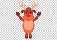 a reindeer with its hands in the air, on a transparent background png clipart