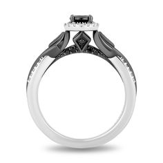 Disney Villain Maleficent Inspired Black Diamond Engagement Ring in 14K White Gold with Black Rhodium 1/2 CTTW Black Diamond Center and 3/4 CTTW | Enchanted Disney Fine Jewelry 2 Carat Ring, Black Diamond Engagement Ring, Enchanted Disney, Enchanted Disney Fine Jewelry, Disney Fine Jewelry, Disney Villain, Black Diamond Engagement, Black Diamond Ring Engagement, Black Diamonds