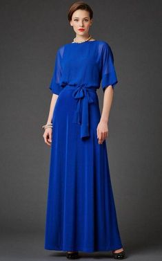 Bateau Bell Half Sleeve A-line Pleated Chiffon Long Dress With Sash Elegant A-line Chiffon Dress, Blue A-line Chiffon Evening Dress, Flowy Chiffon Dress With Tie Waist, Elegant Georgette Bridesmaid Dresses, Formal A-line Maxi Dress With Tie Waist, Cocktail A-line Chiffon Maxi Dress, Elegant A-line Maxi Dress With Tie Waist, Chiffon Tie Waist Maxi Dress, Elegant Flowy Belted Dresses