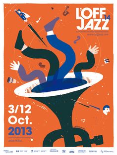 an orange and blue poster for the jazz festival