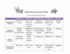 an infant's lesson plan for the infant to learn how to play with toys