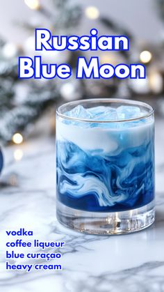 The+Russian+Blue+Moon+is+a+visually+striking+cocktail+with+a+ghostly+blue+hue+and+creamy+texture,+combining+vodka,+coffee+liqueur,+and+blue+curaçao.+This+layered+drink+is+perfect+for+an+eerie+evening+or+festive+gathering,+giving+a+fresh+twist+to+the+classic+White+Russian.+via+@mybartender Christmas Cocktails Vodka, Blue Curacao Drinks, Christmas Vodka, Bartender Drinks Recipes, Layered Drinks, Bartender Drinks, Pretty Alcoholic Drinks, Cocktail Drinks Alcoholic, Coffee Liqueur